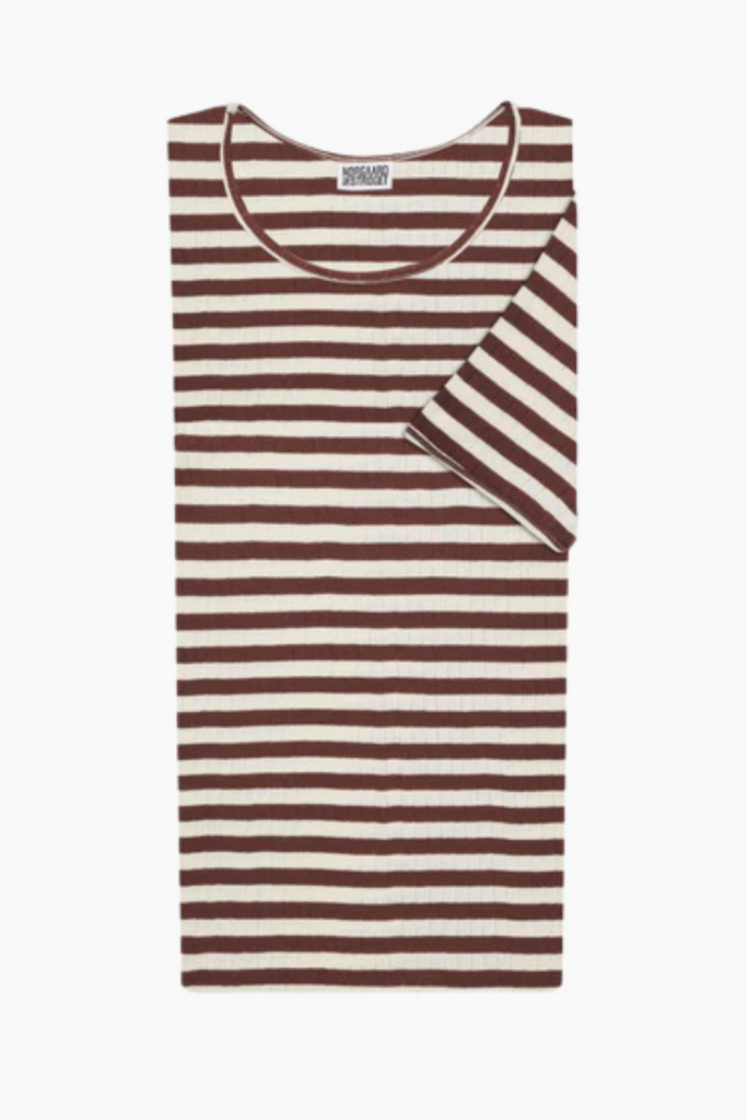 101 Short Sleeve Broadway - Brown/Ecru - Nørgaard på Strøget