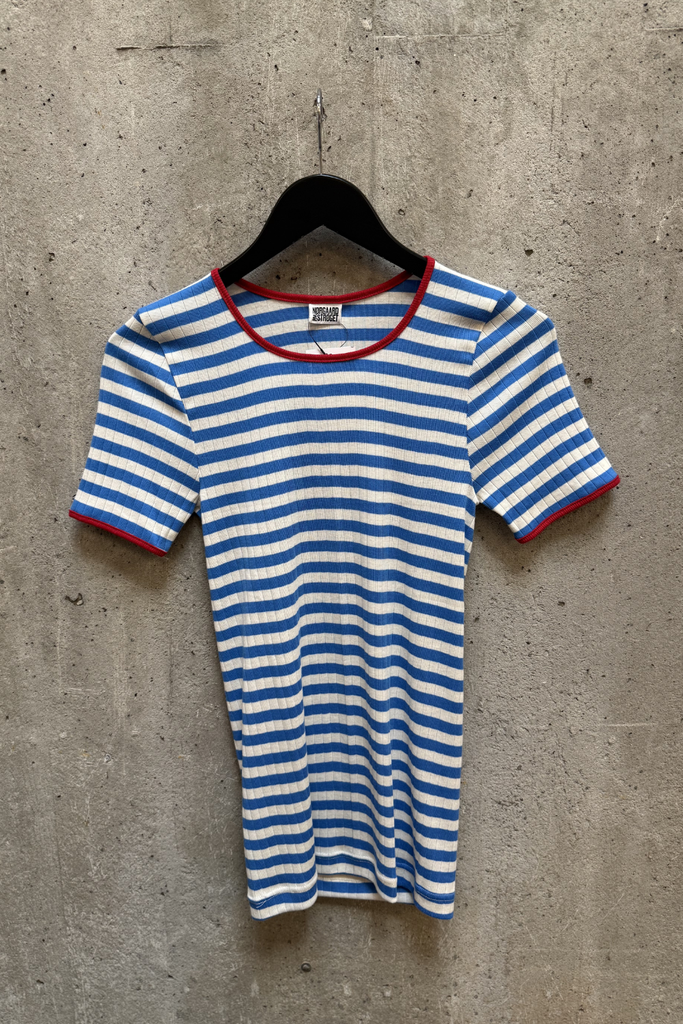 101 Short Sleeve Kontrast - Blue/Ecru/Red - Nørgaard på Strøget