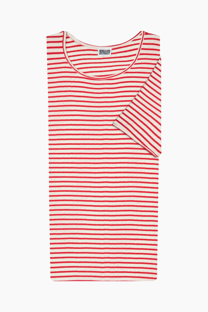 101 Short Sleeve NPS Stripes - Ecru/Red - Nørgaard på Strøget