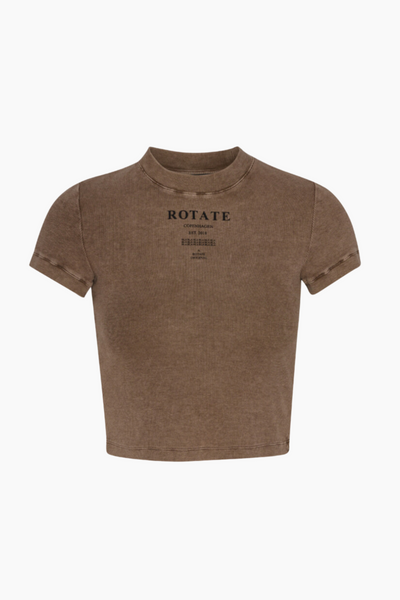 Ribbed Cropped T-shirt - Mustang - ROTATE