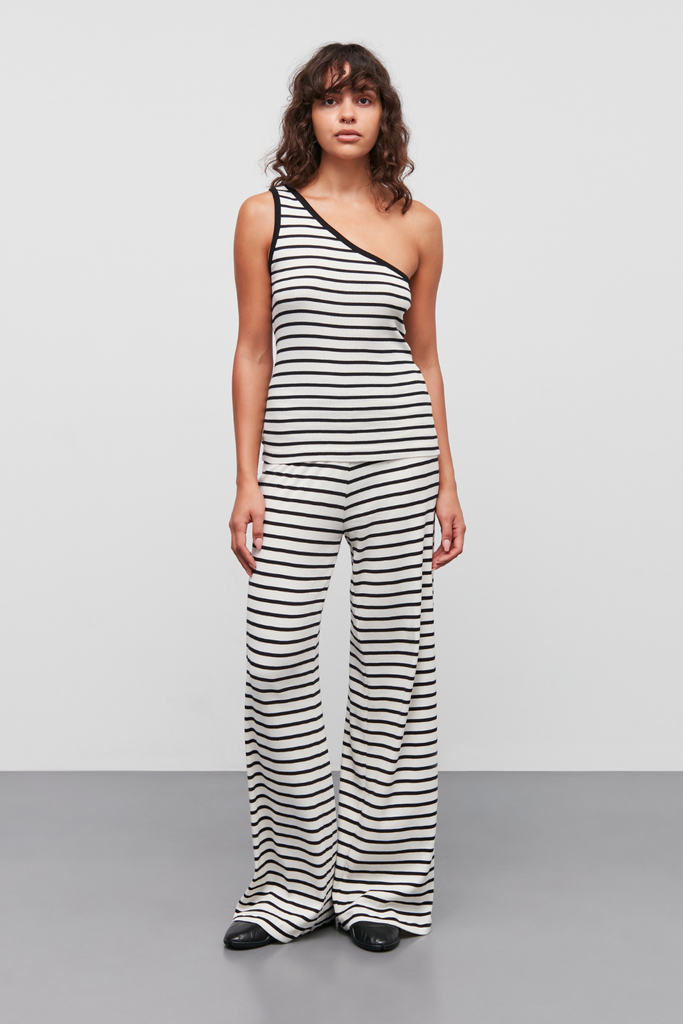 2X2 Cotton Stripe Kitty Top - Vanilla Ice/Black - Mads Nørgaard