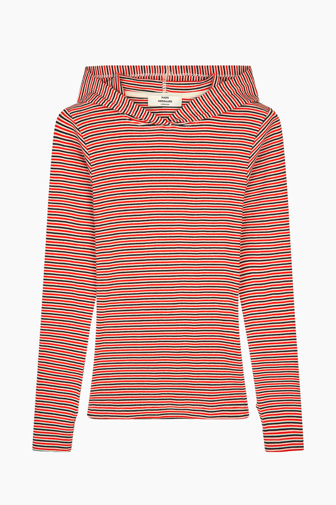 2x2 Cotton Stripe Tutti Hood - Fiery Red/Vanilla Ice - Mads Nørgaard
