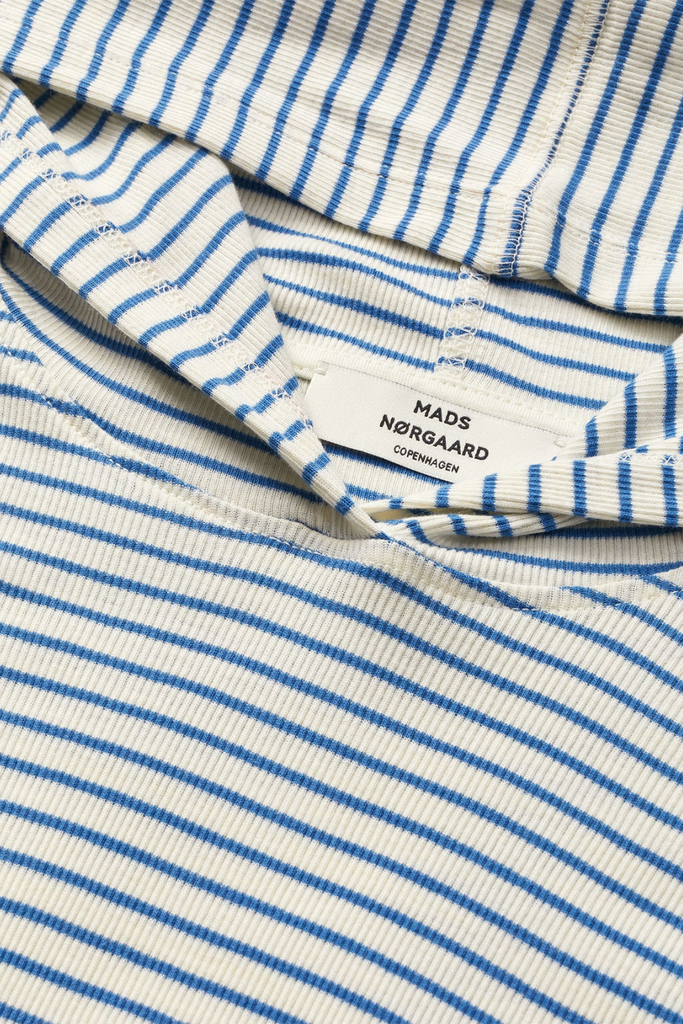 2x2 Cotton Stripe Tutti Hood - Vanilla Ice/Bright Cobalt - Mads Nørgaard