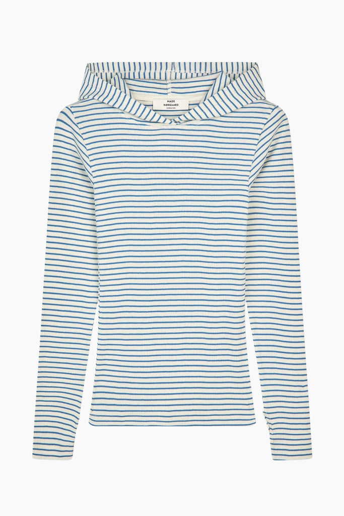 2x2 Cotton Stripe Tutti Hood - Vanilla Ice/Bright Cobalt - Mads Nørgaard