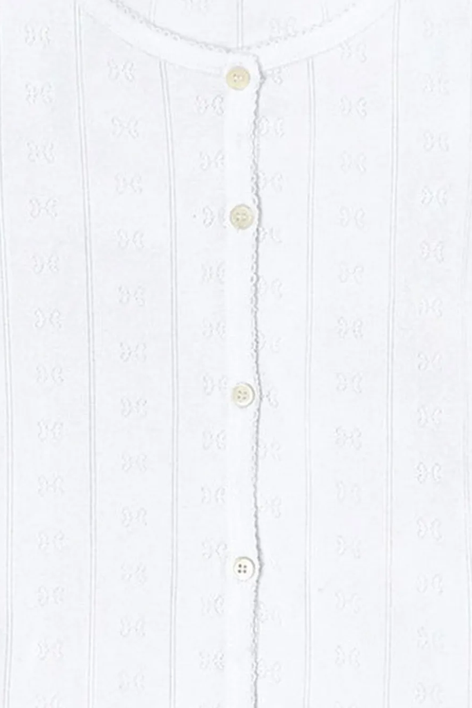 Compact Pointelle Rib Jersey LS Button Top A1040448 - Bright White - GANNI