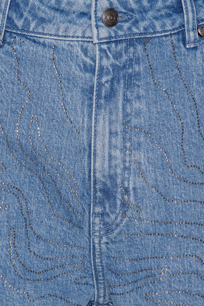 Rhinestone Wide Leg Jeans - Light Blue Denim - ROTATE