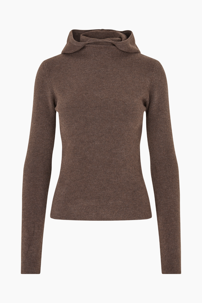 Alanis Hood Knit - Brown - Oval Square