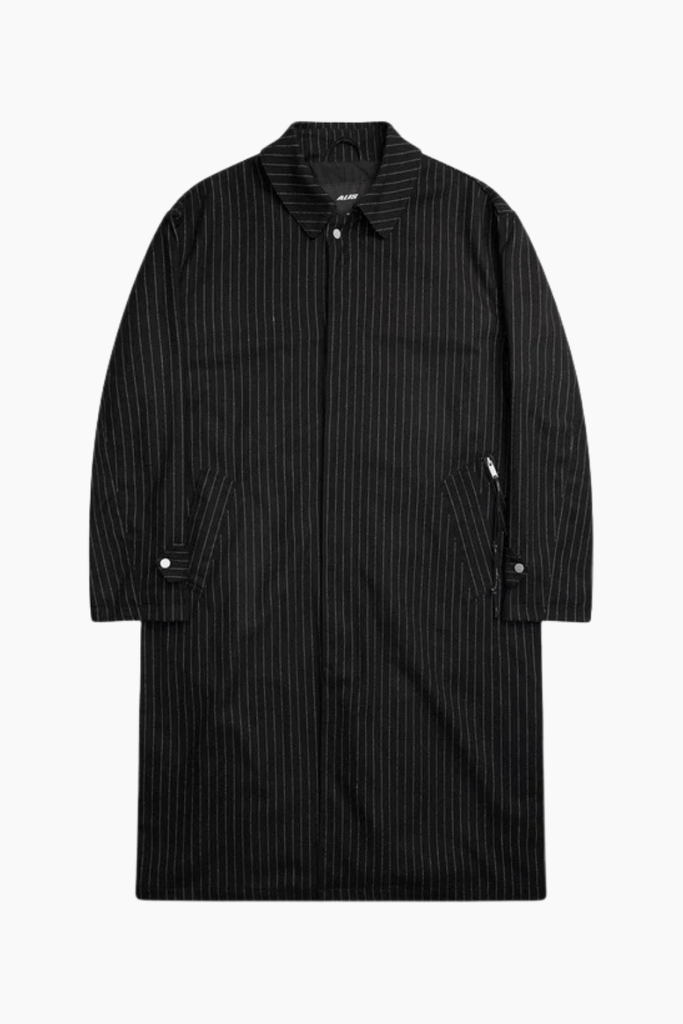 Alleynar Oversized Trench Coat - Black Pinstripe - ALIS