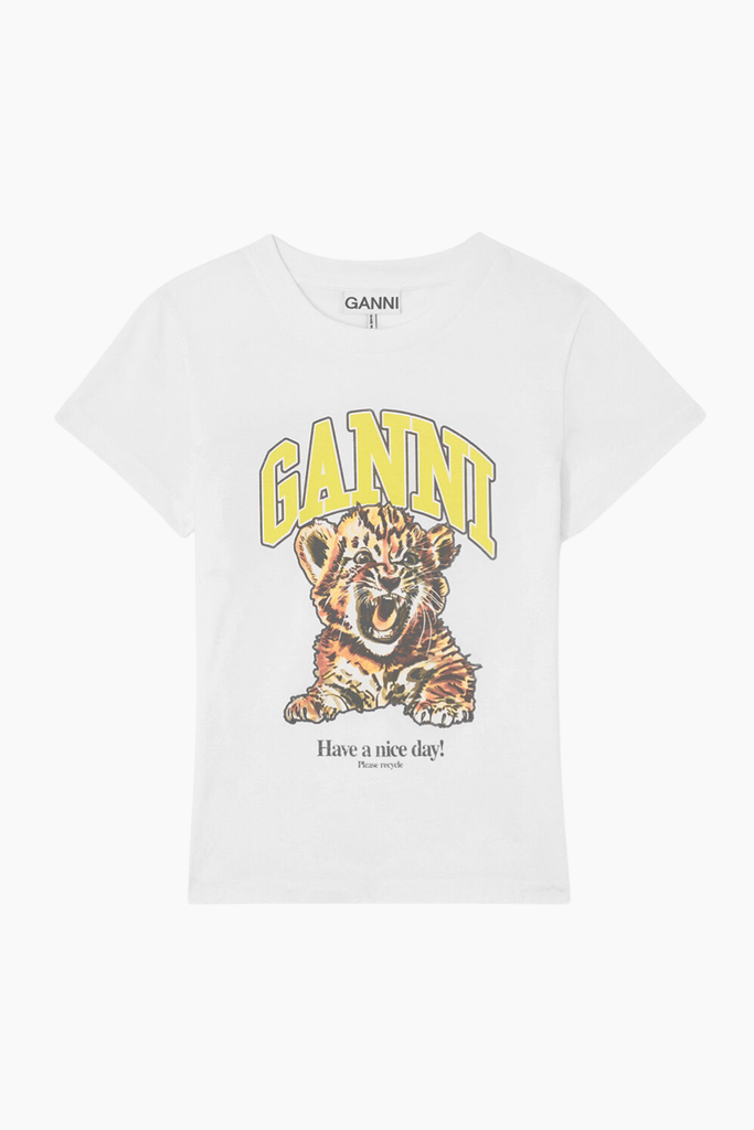 Basic Cotton Jersey Baby Fit Tiger A1050258 - Bright White - GANNI