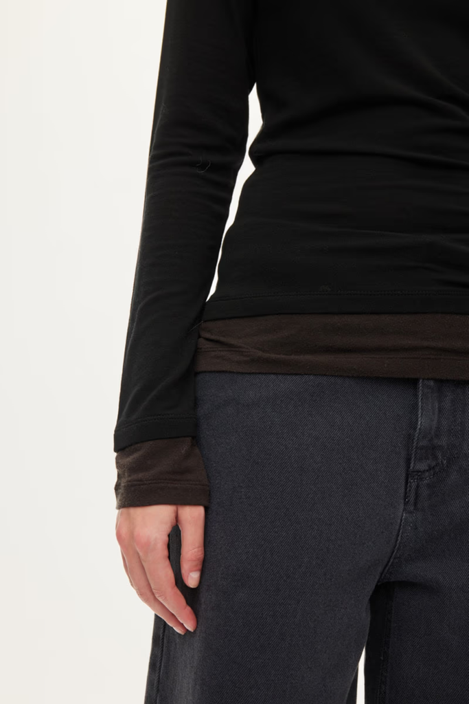 Bibi Blouse - Black/Dark Brown - Oval Square