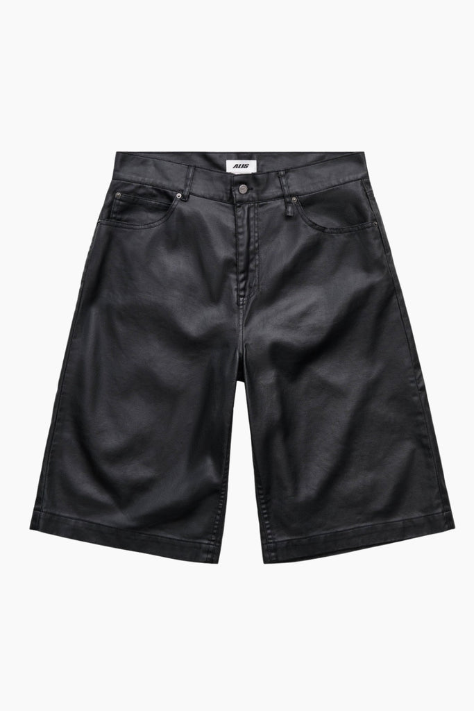 Chaz Wide Fit Denim Shorts - Glossy Black - ALIS