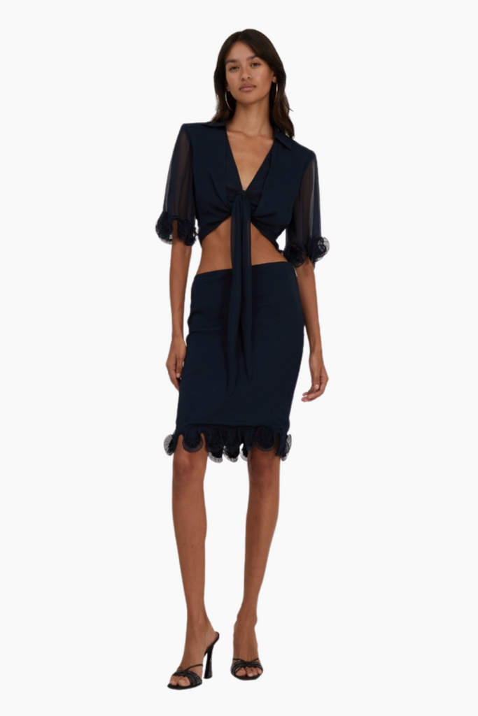 Chiffon Ruffle Skirt - Sky Captain - ROTATE