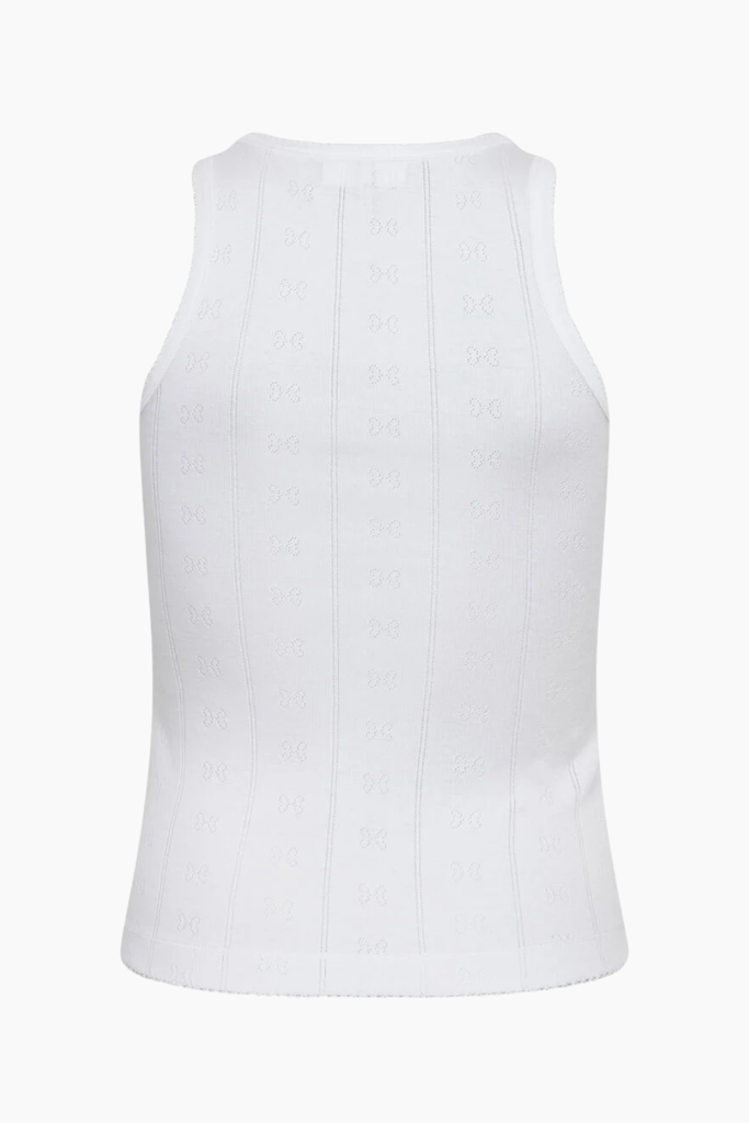 Compact Pointelle Rib Jersey Tank Top A1040450 - Bright White - GANNI