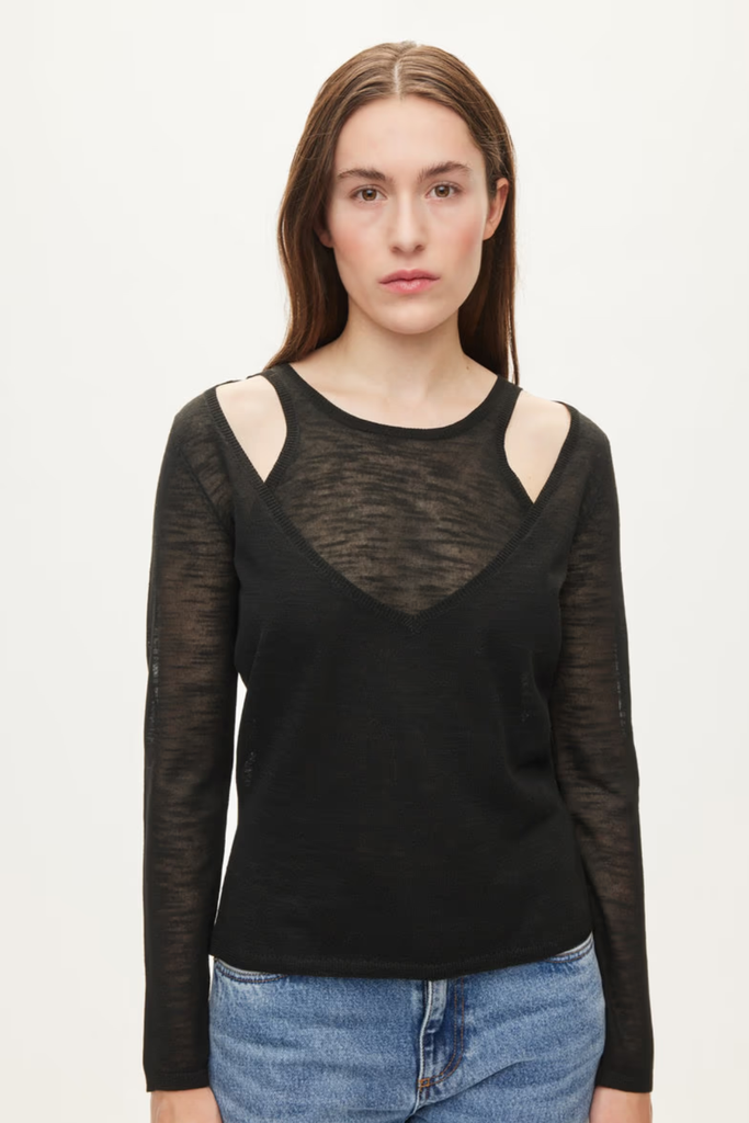 Drama Knit Blouse - Black - Oval Square