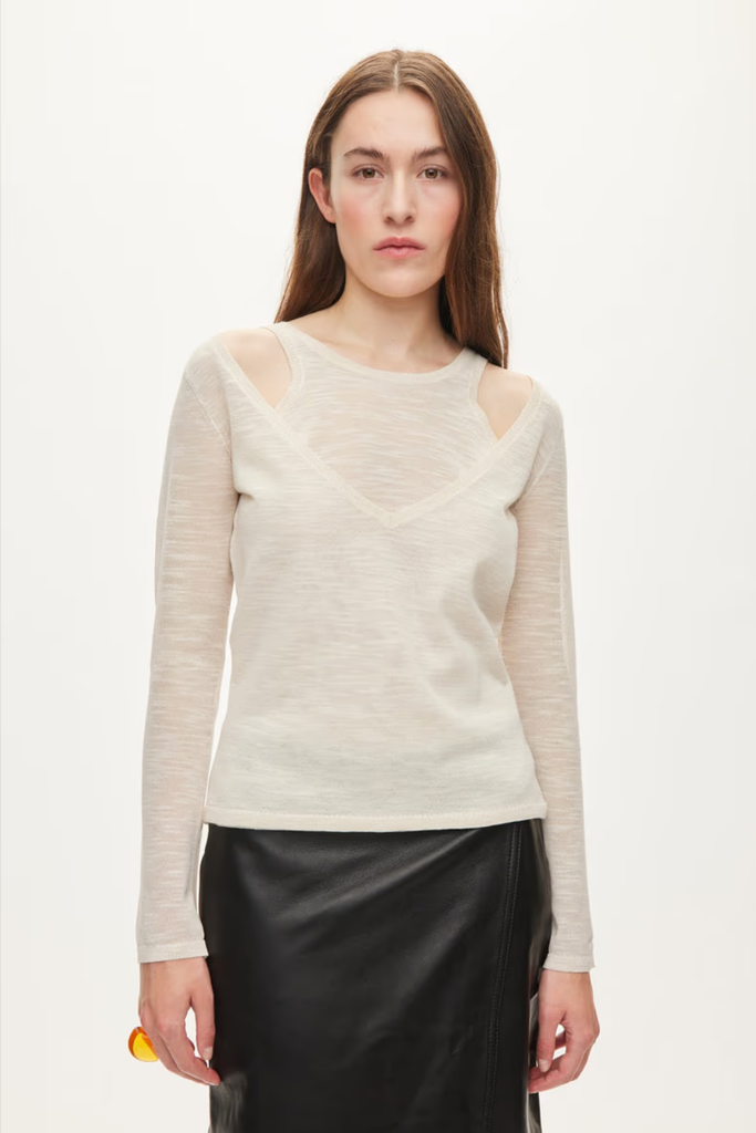 Drama Knit Blouse - Off White - Oval Square