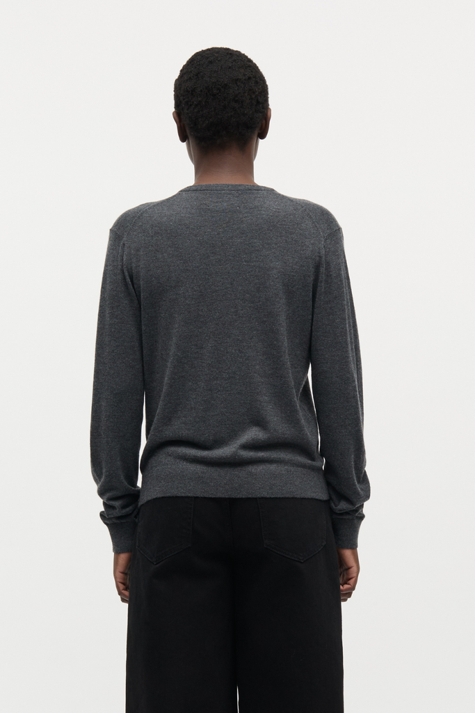 Fine Merino Charlot Cardigan - Dark Grey Melange - Mads Nørgaard