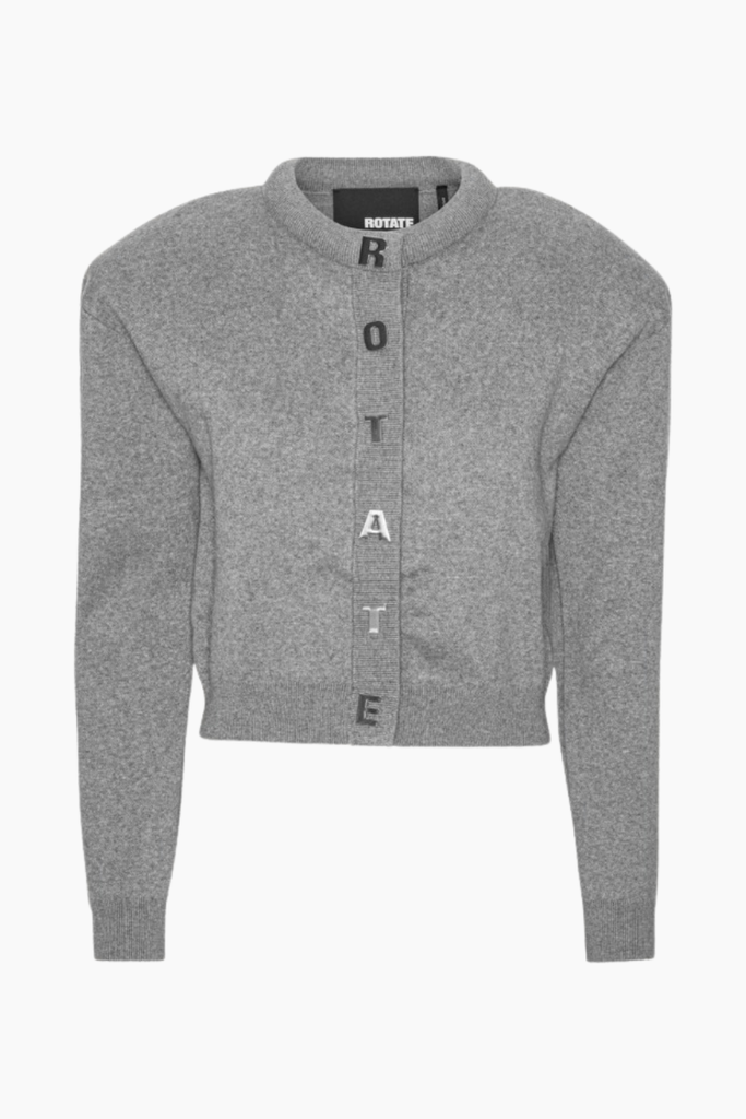 Firm Knit Cardigan - Monument - ROTATE