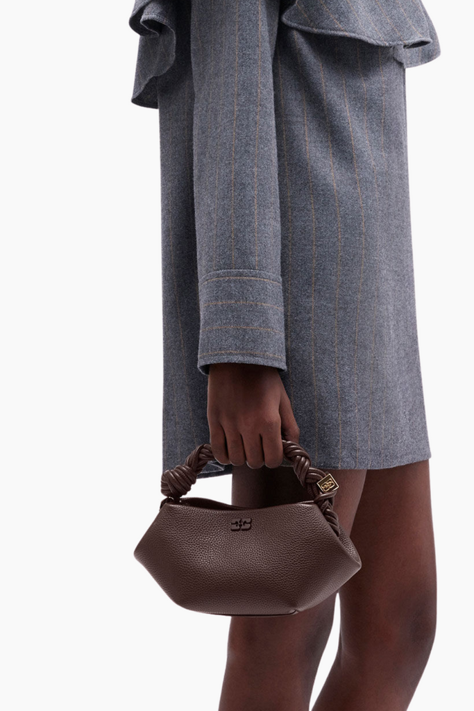 Ganni Bou Bag Mini Grained A7275 - Chicory Coffee - GANNI