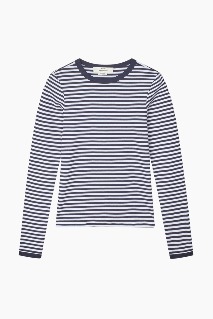 Grace Jersey Stripe Camille Tee LS - Sky/Captain - Mads Nørgaard