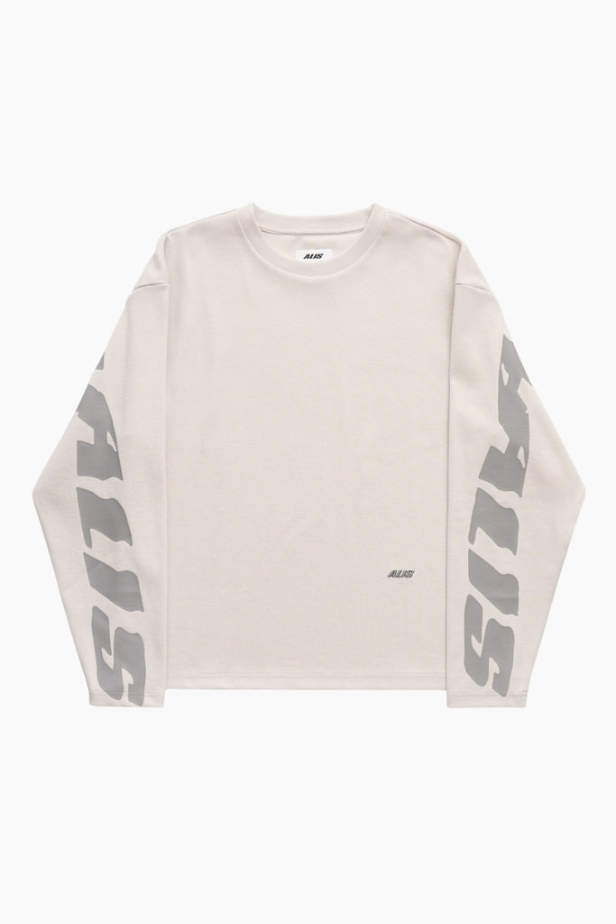 Joshua Long Sleeve In Rib W/ Back Print - Solid Antartica Off White - ALIS