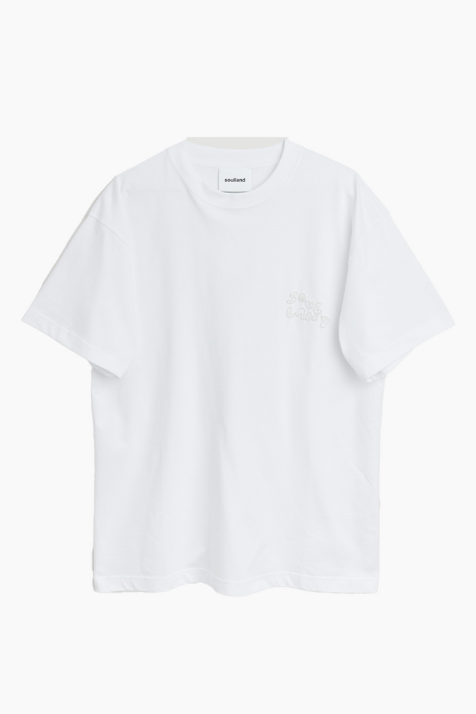 Kai T-shirt Beaded Logo - White - Soulland