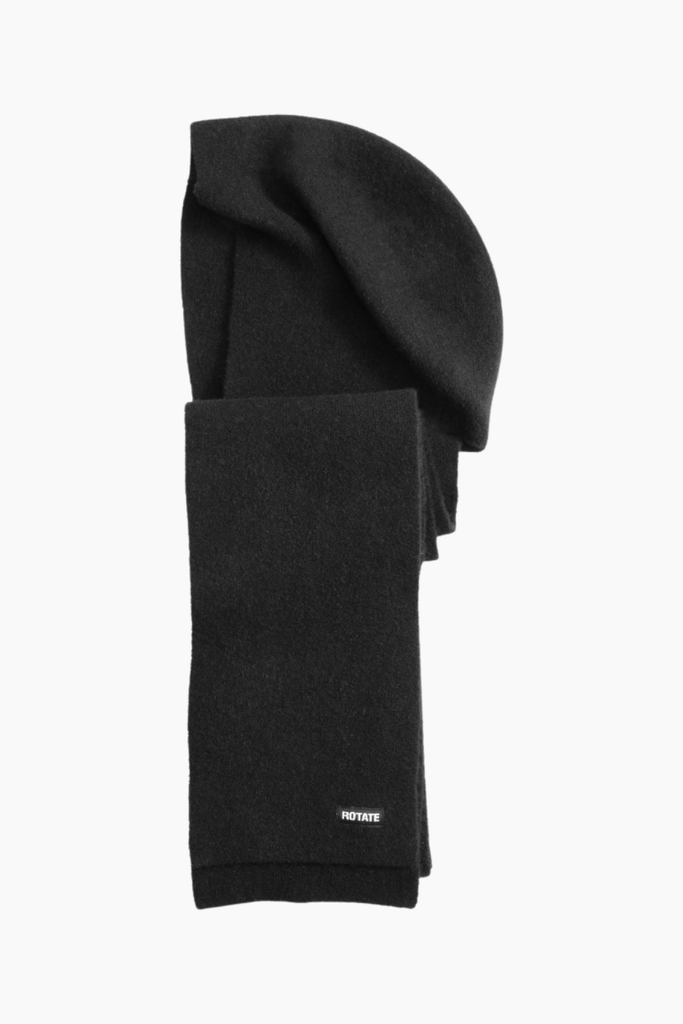 Knit Hood Scarf - Black - ROTATE