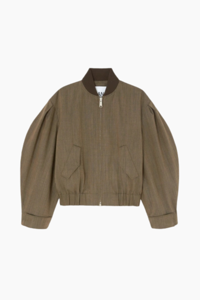 Light Wool Melange Bomber Jacket A1010215 - ZXZ Canteen - GANNI