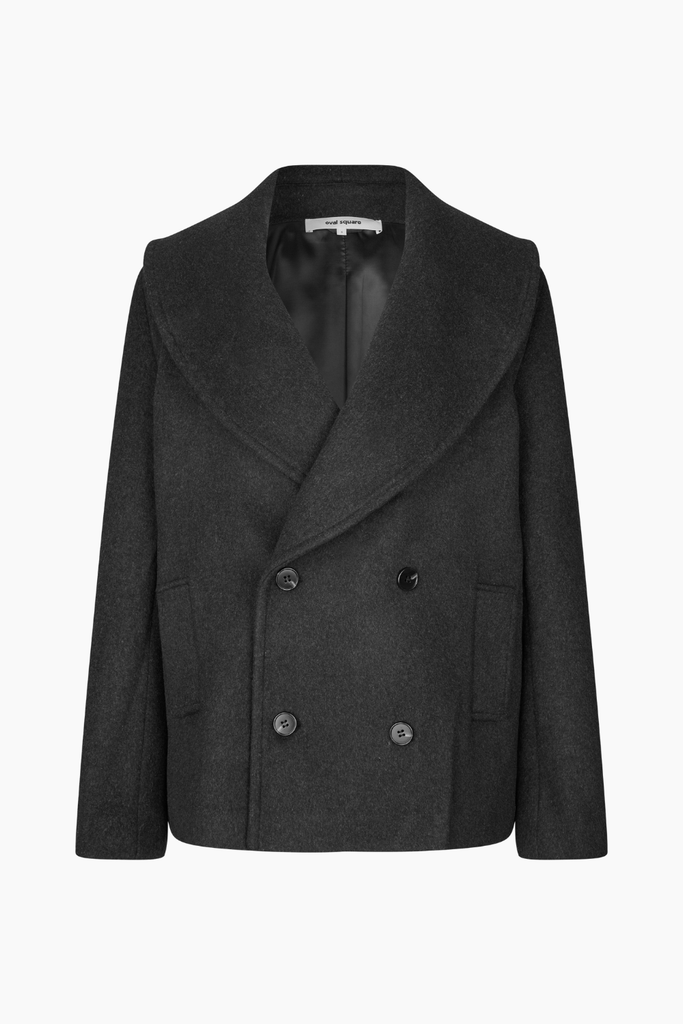 Lulu Wool Peacoat - Antracite Melange - Oval Square