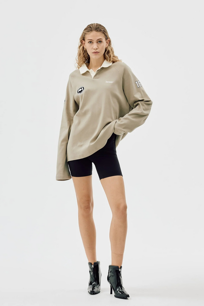 Oversized Polo Long Sleeve - Laurel Oak - bareen