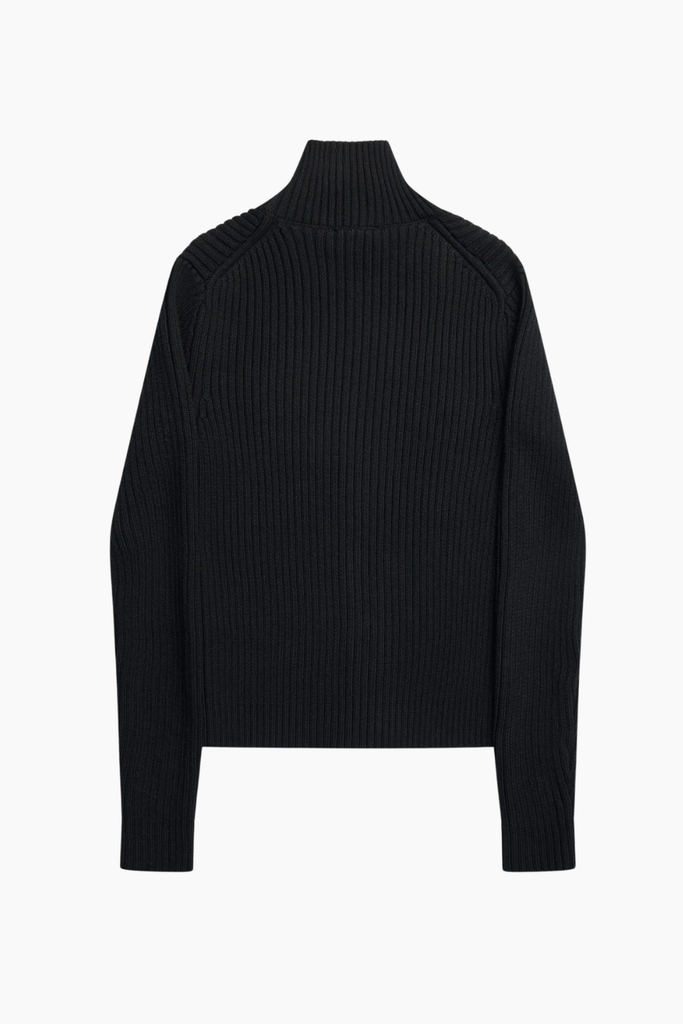 Pearos Knit Sweater W/ Zip - Solid Black - ALIS