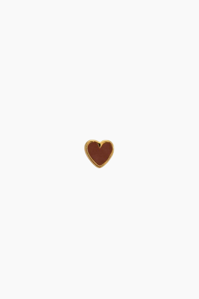 Petit Love Heart Mocha Enamel - Gold - Stine A