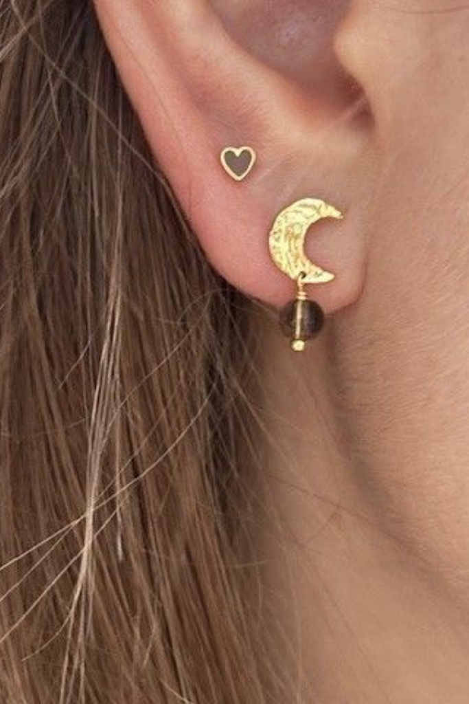 Petit Love Heart Mocha Enamel - Gold - Stine A