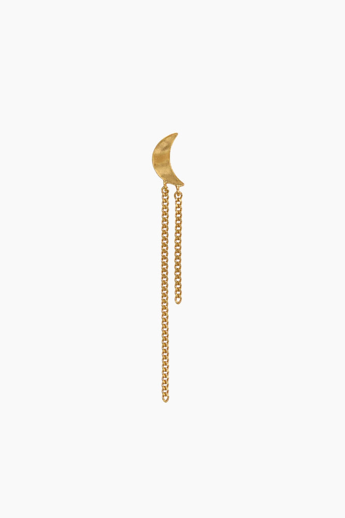 Petit Bella Moon Earring Two Chains - Guld - Stine A
