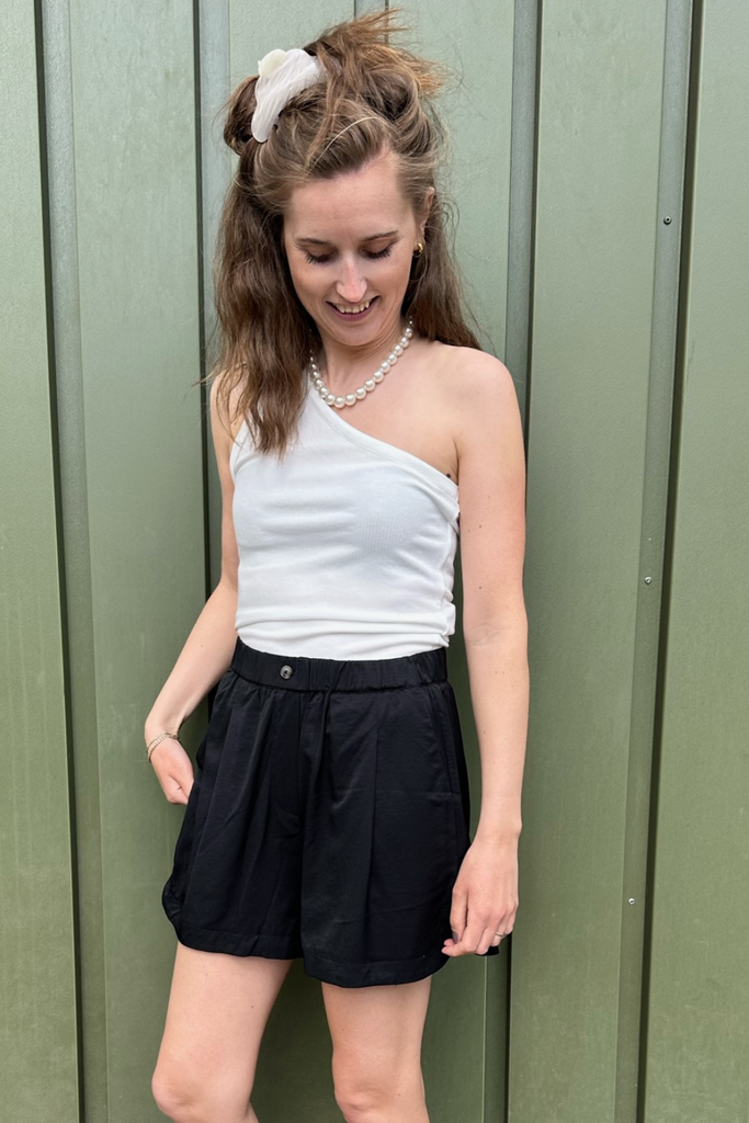 Objluca S/L One Shoulder Top - White - Object