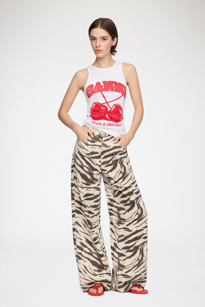 Print Denim Lari Jeans A1190001 - Egret - GANNI