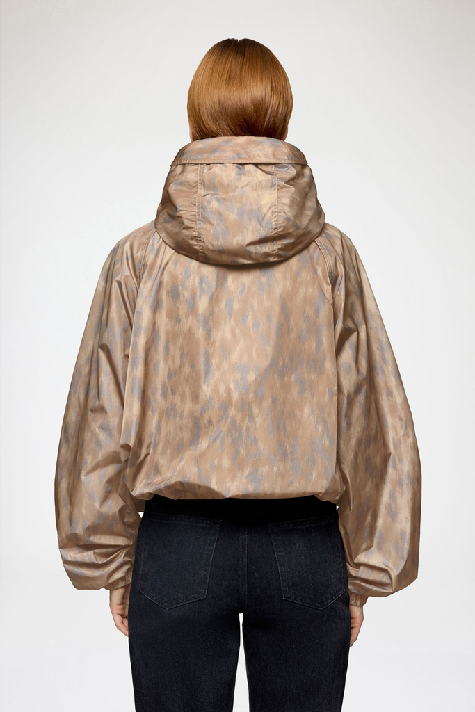Printed Flyweight Nylon Hooded Jacket Printed A1010209 - Burro - GANNI