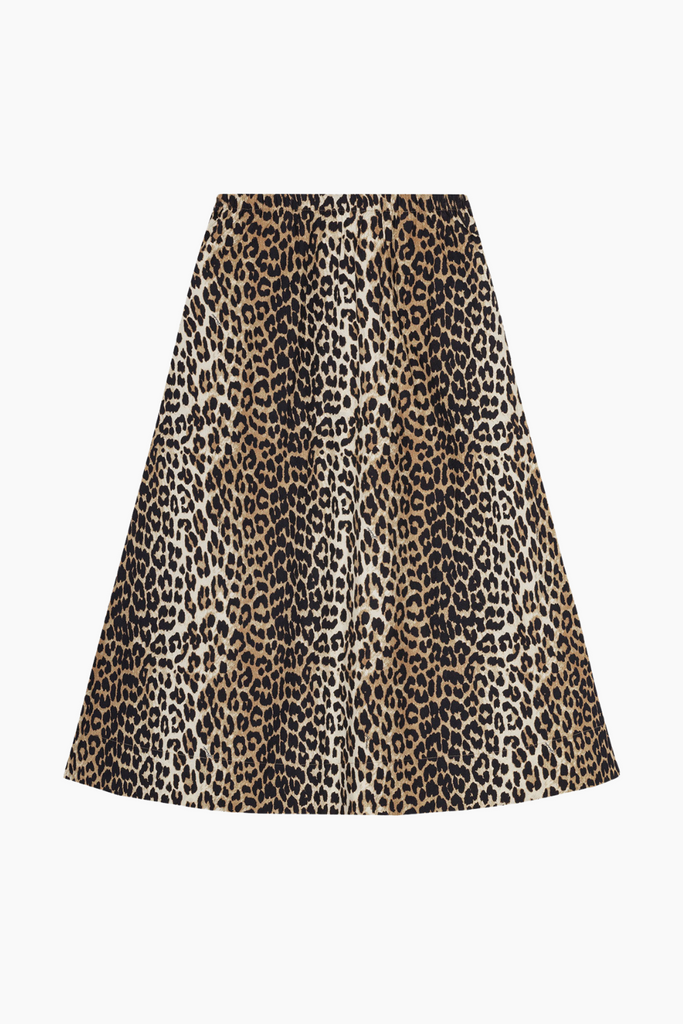 Printed Cotton Elasticated Maxi Skirt F9365 - Leopard - GANNI