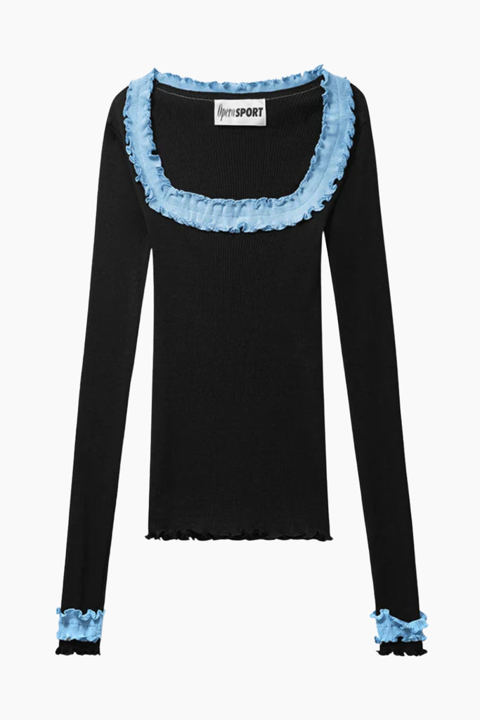 Rosie Seamless Top - Black/Blue - OpéraSPORT