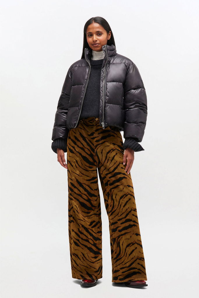 Shiny Nylon Short Puffer Jacket W0957 - Black - GANNI