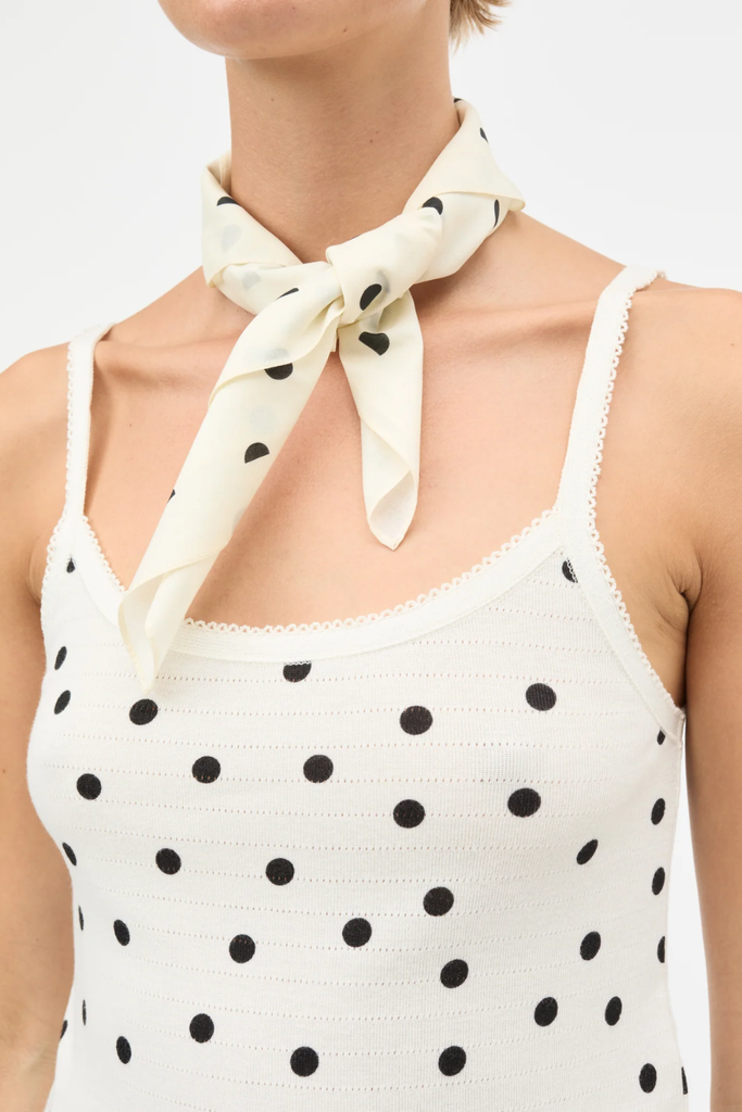 Soft Cotton Self Dot Scarf - Dot AOP/Black - Mads Nørgaard