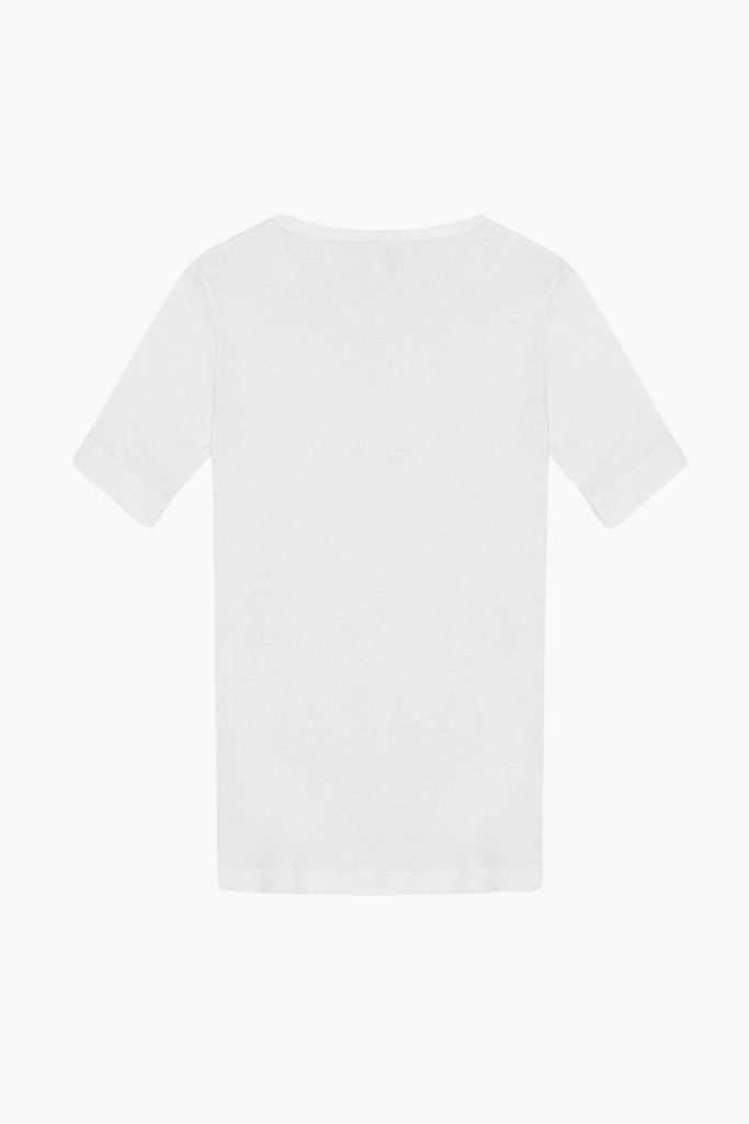 Soft Cotton Rib Short Sleeve T-Shirt T3941 - Bright White - GANNI