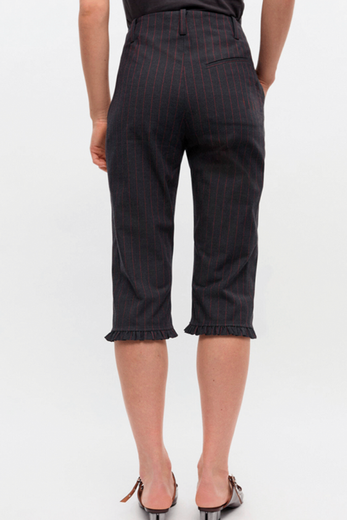 Stretch Stripe Tailoring Capri Pants W0672 - Phantom - GANNI