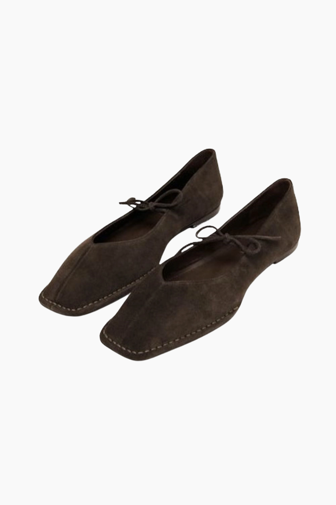 Sway Suede Coffee Brown Leather Ballet Flats - Suede Coffee Brown - Alohas