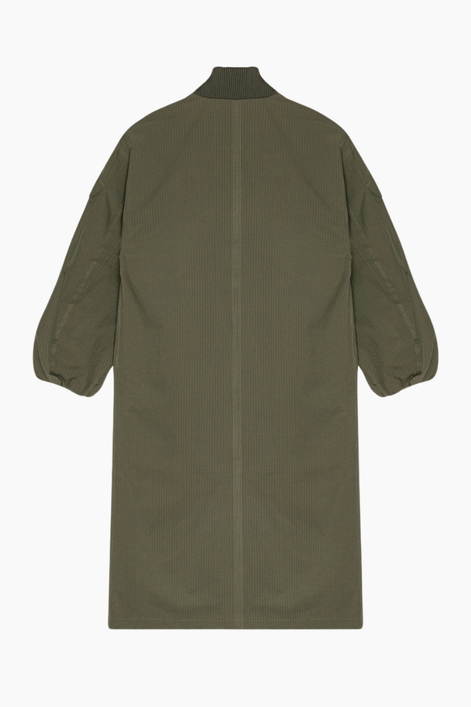 Tech Seersucker Oversized Shell Coat F9717 - Beetle - GANNI