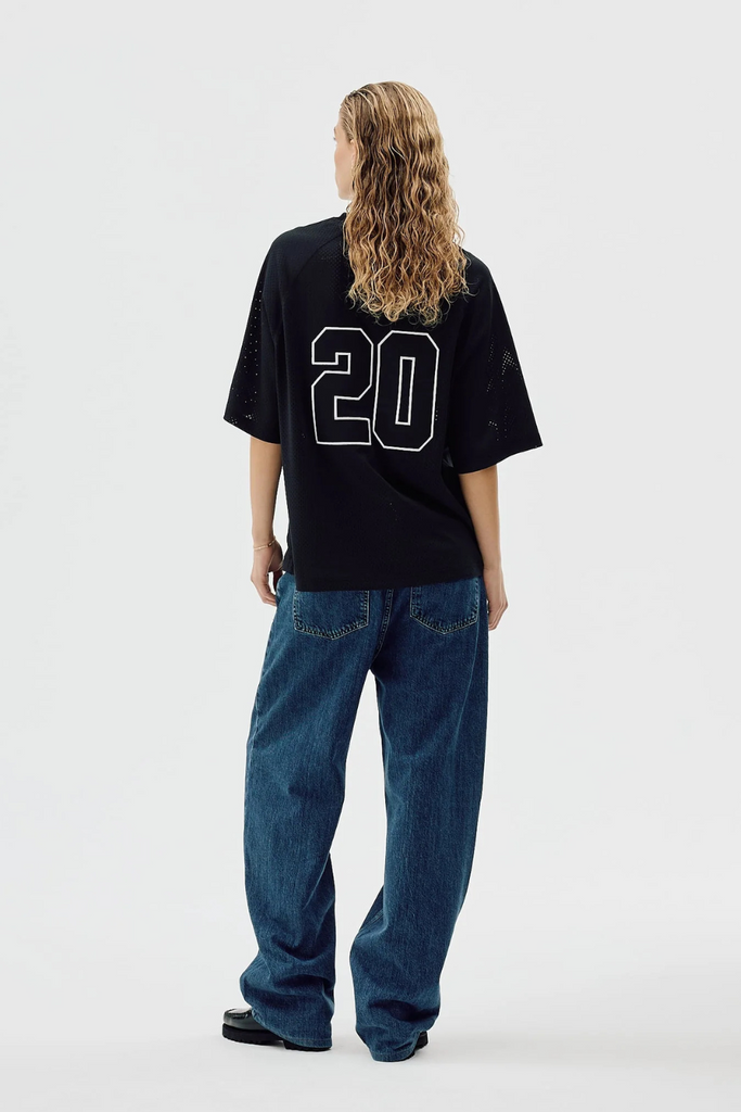 Two-Layer Oversized Mesh T-Shirt - Black Onyx - bareen