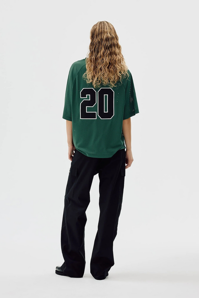 Two-Layer Oversized Mesh T-Shirt - Trekking Green - bareen