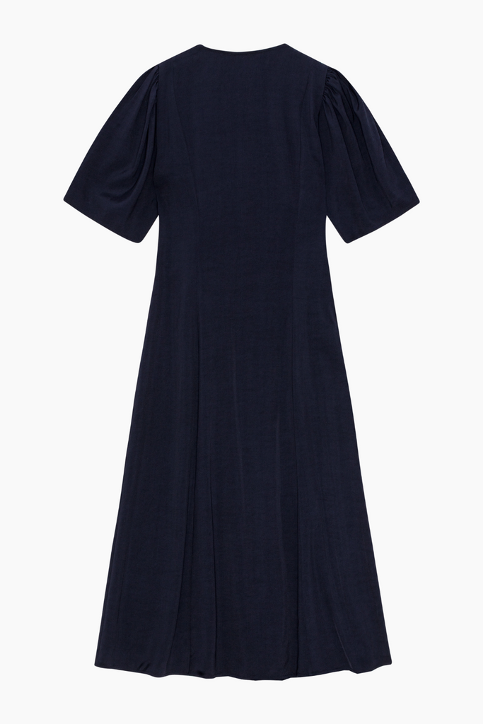 Viscose Twill Wrap Midi Dress F9577 - Sky Captain - GANNI
