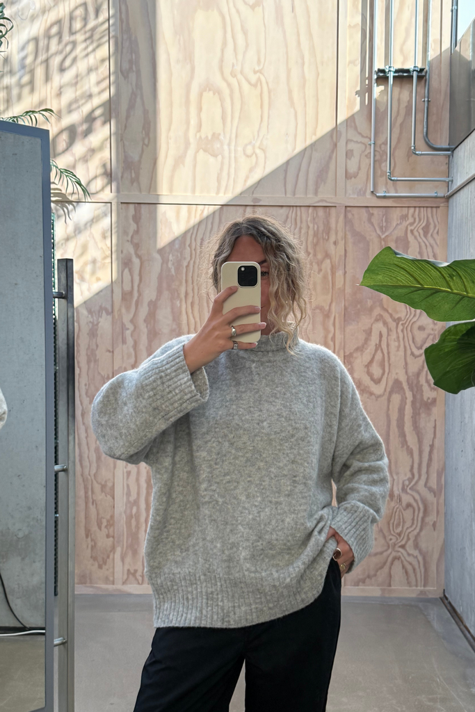 Vitow Jumper - Light Grey Melange - American Vintage