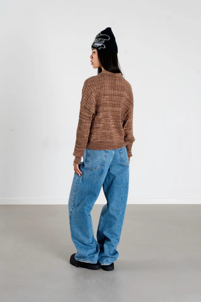 WBMouls Knitted Polo - Dark Brown - Woodbird