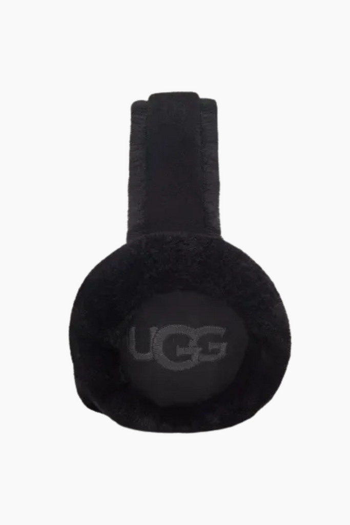 W Sheepskin Embroidery Earmuff - Black - UGG